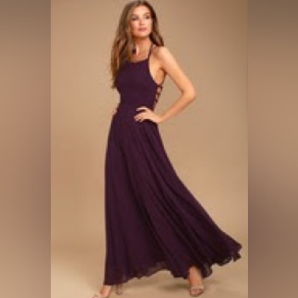 Strappy to be here purple maxi dress